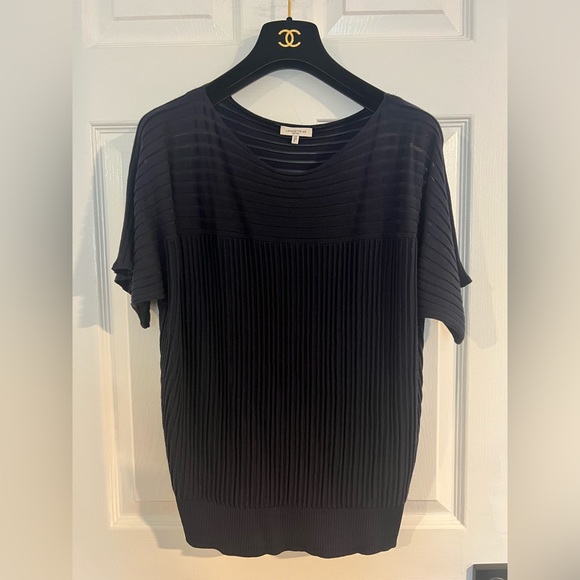 lafayette 148 matching set KNIT RIBBED OPEN FRONT CARDIGAN & bateau neck top L - Picture 9 of 16